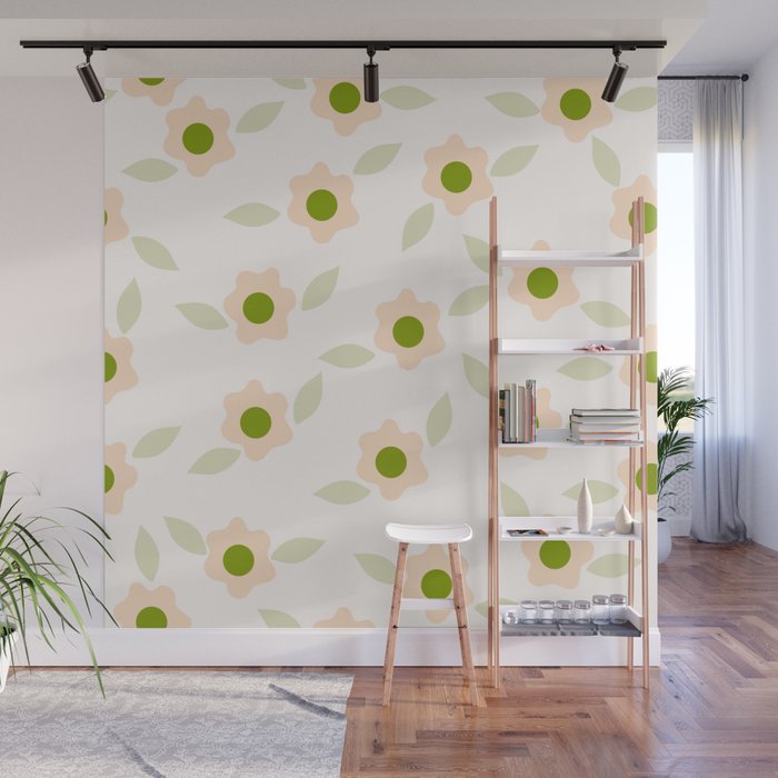Pink daisy flower pattern Wall Mural Gallery Image 1