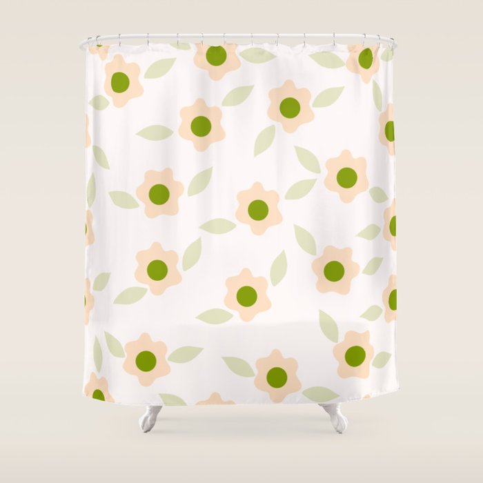 Pink daisy flower pattern Shower Curtain Gallery Image 1