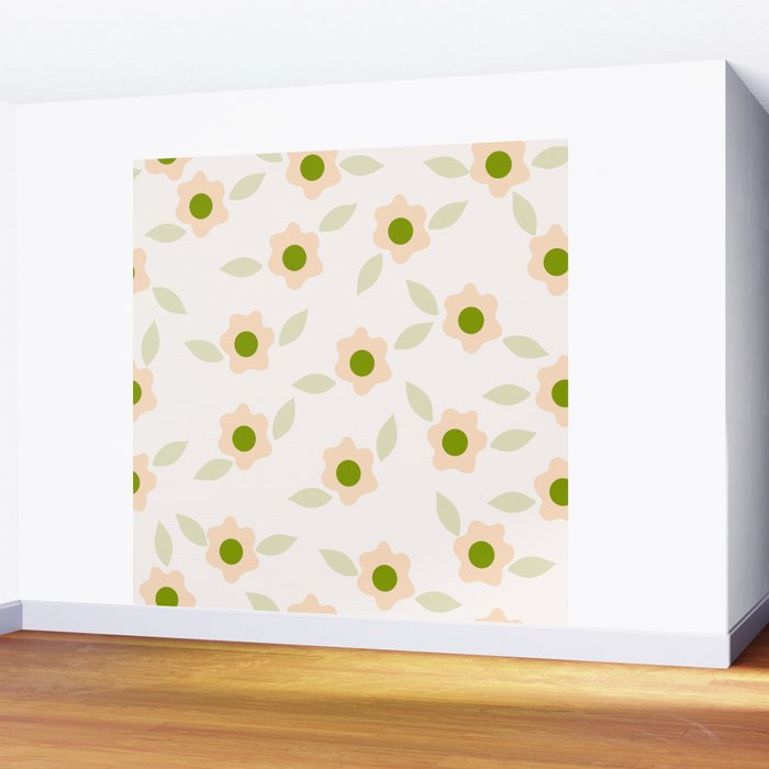 Pink daisy flower pattern Wall Mural Gallery Image 2