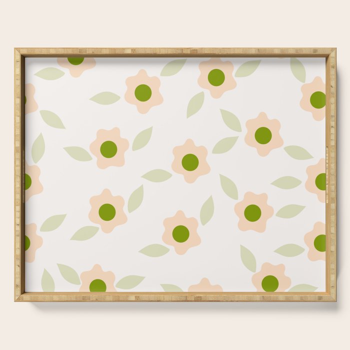 Pink daisy flower pattern Serving Tray Gallery Image 1