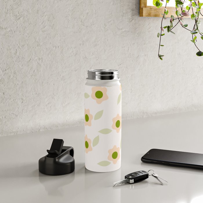 Pink daisy flower pattern Water Bottle Gallery Image 4