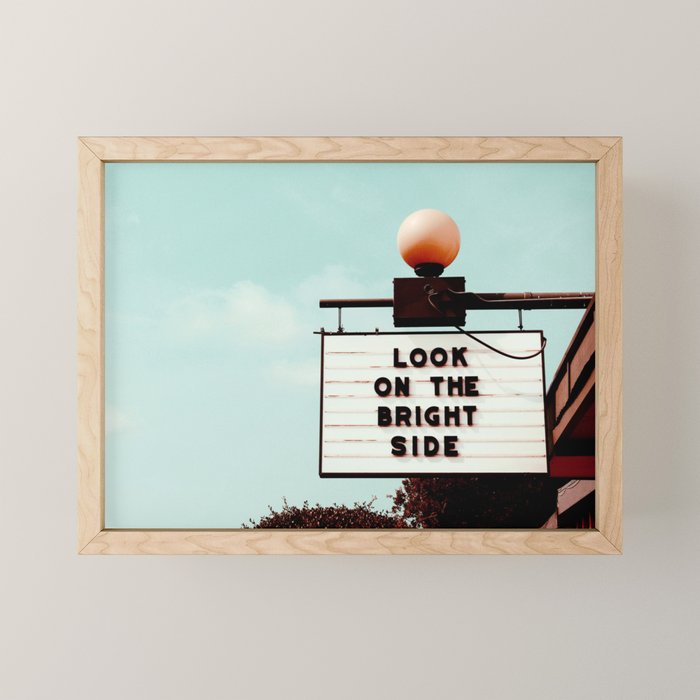 Look on The Bright Side Marquee Sign, Austin Motel, Austin, Texas Mini Art Print Gallery Image 1