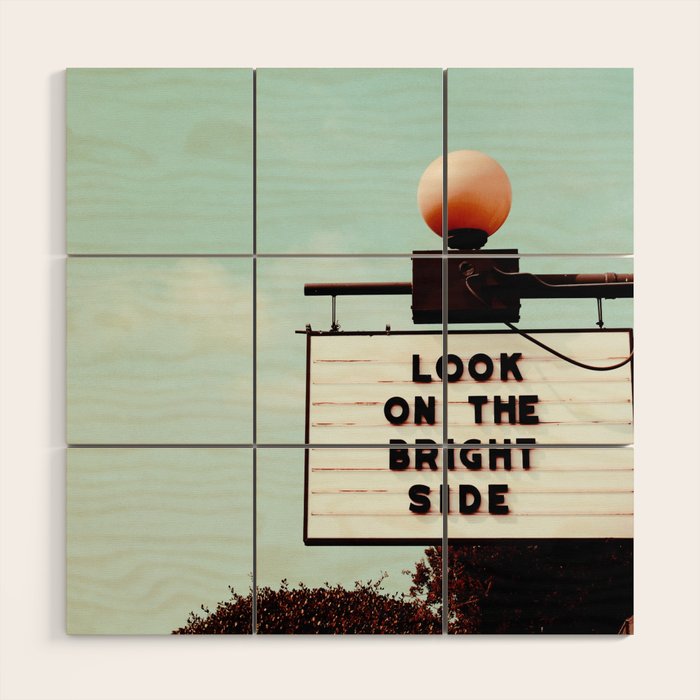 Look on The Bright Side Marquee Sign, Austin Motel, Austin, Texas Wood Wall Art Gallery Image 1