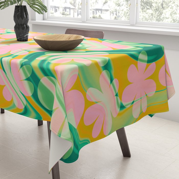 Retro Daisy Tie Dye Pattern Tablecloth Gallery Image 3