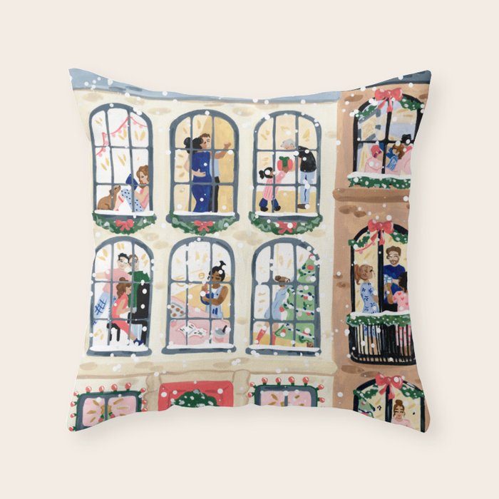 Holiday Apartment Windows Throw Pillow Gallery Image 6