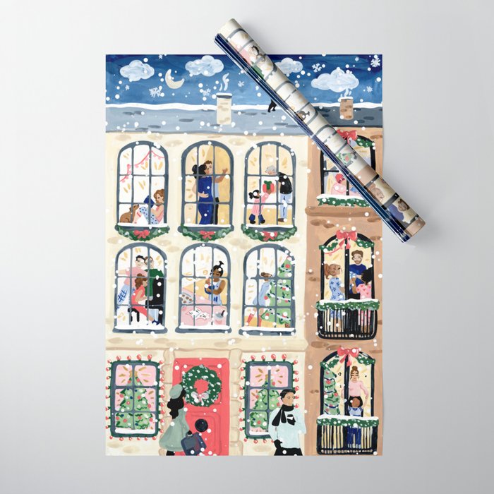 Holiday Apartment Windows Wrapping Paper Gallery Image 1