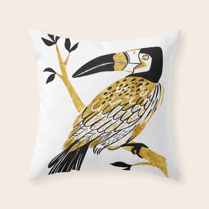 Golden Toucan Throw Pillow Gallery Image 1