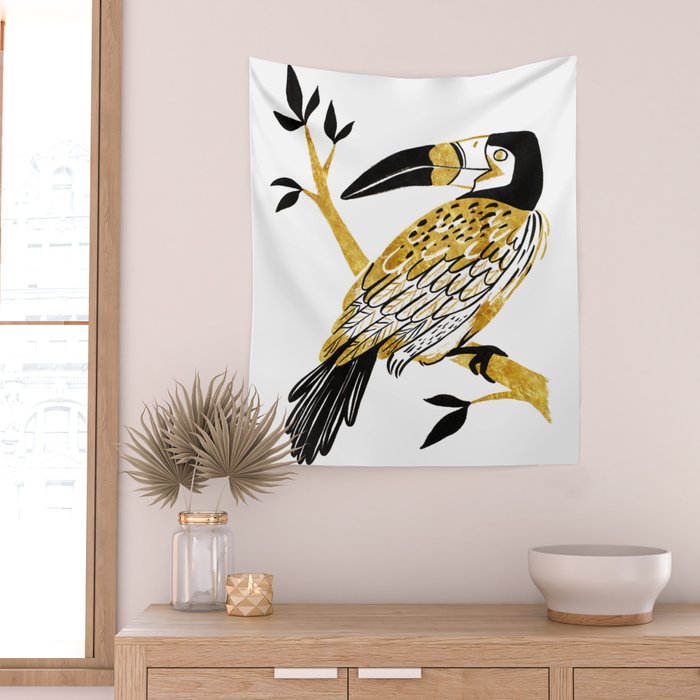 Golden Toucan Wall Tapestry Gallery Image 2