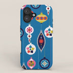 Retro Christmas Baubles on a dark background iPhone Case Gallery Image 1