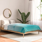 Teal Turquoise Blue Monochromatic Fluffy Cloud Over Caribbean Sea Comforter Gallery Image 2