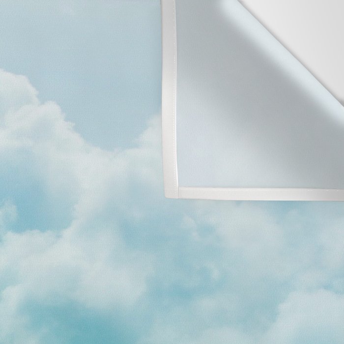 Teal Turquoise Blue Monochromatic Fluffy Cloud Over Caribbean Sea Wall Tapestry Gallery Image 3