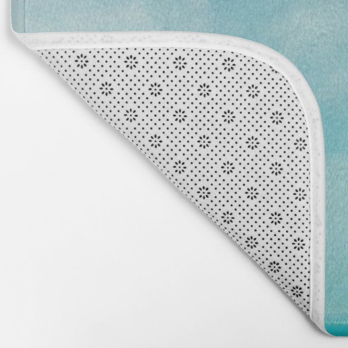 Teal Turquoise Blue Monochromatic Fluffy Cloud Over Caribbean Sea Bath Mat Gallery Image 2