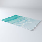 Teal Turquoise Blue Monochromatic Fluffy Cloud Over Caribbean Sea Rug Gallery Image 3