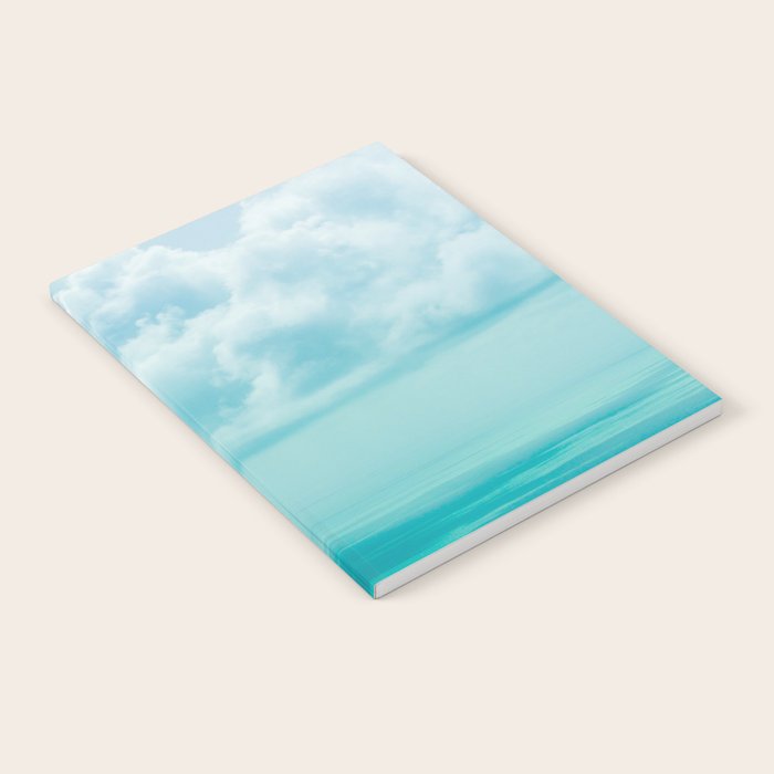 Teal Turquoise Blue Monochromatic Fluffy Cloud Over Caribbean Sea Notebook Gallery Image 2