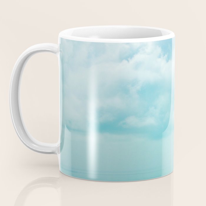 Teal Turquoise Blue Monochromatic Fluffy Cloud Over Caribbean Sea Coffee Mug Gallery Image 3