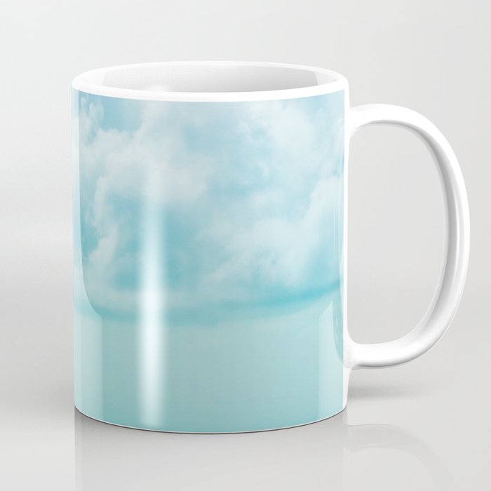 Teal Turquoise Blue Monochromatic Fluffy Cloud Over Caribbean Sea Coffee Mug Gallery Image 1