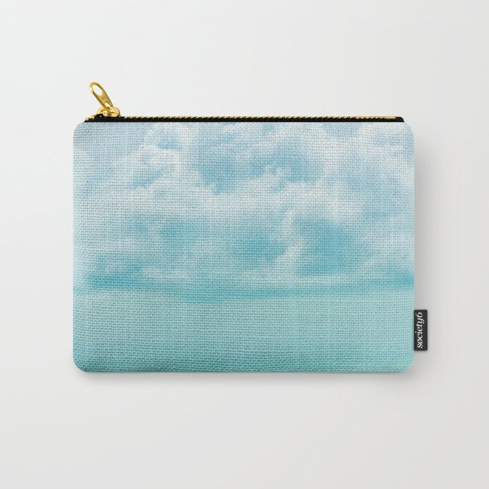 Teal Turquoise Blue Monochromatic Fluffy Cloud Over Caribbean Sea Carry All Pouch Gallery Image 1