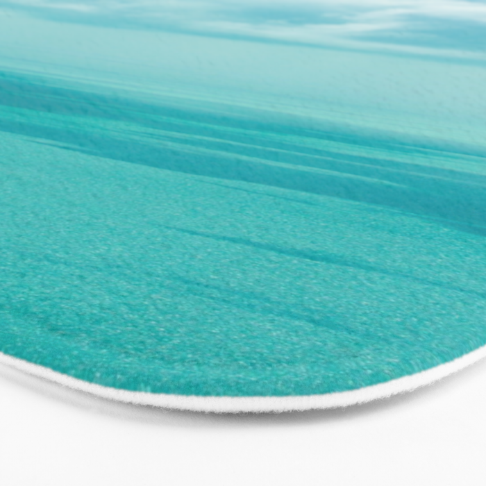 Teal Turquoise Blue Monochromatic Fluffy Cloud Over Caribbean Sea Bath Mat Gallery Image 3