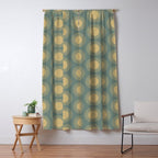 Boho Summer Sun Pattern XVI Neutral Earthy Sage Yellow Window Curtain Gallery Image 5