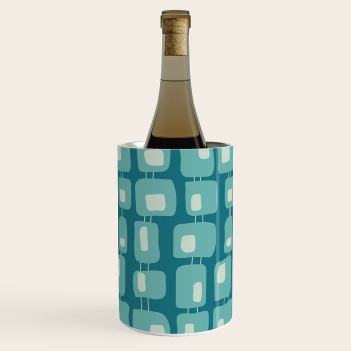 Funky Squares Retro Pattern Teal and Aqua Wine Chiller