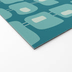 Funky Squares Retro Pattern Teal and Aqua Welcome Mat Gallery Image 2