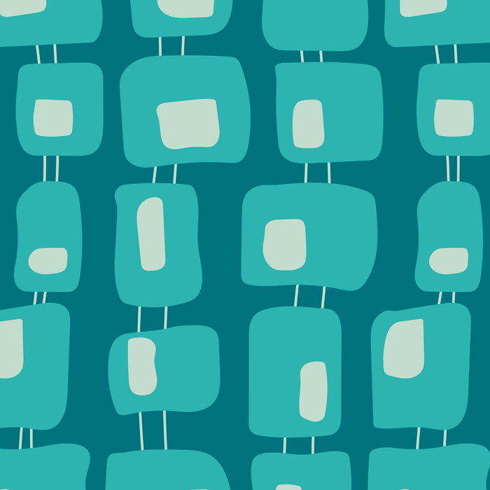 Funky Squares Retro Pattern Teal and Aqua Coffee Mug Gallery Image 2