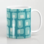 Funky Squares Retro Pattern Teal and Aqua Coffee Mug Gallery Image 1