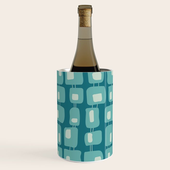 Funky Squares Retro Pattern Teal and Aqua Wine Chiller Gallery Image 3