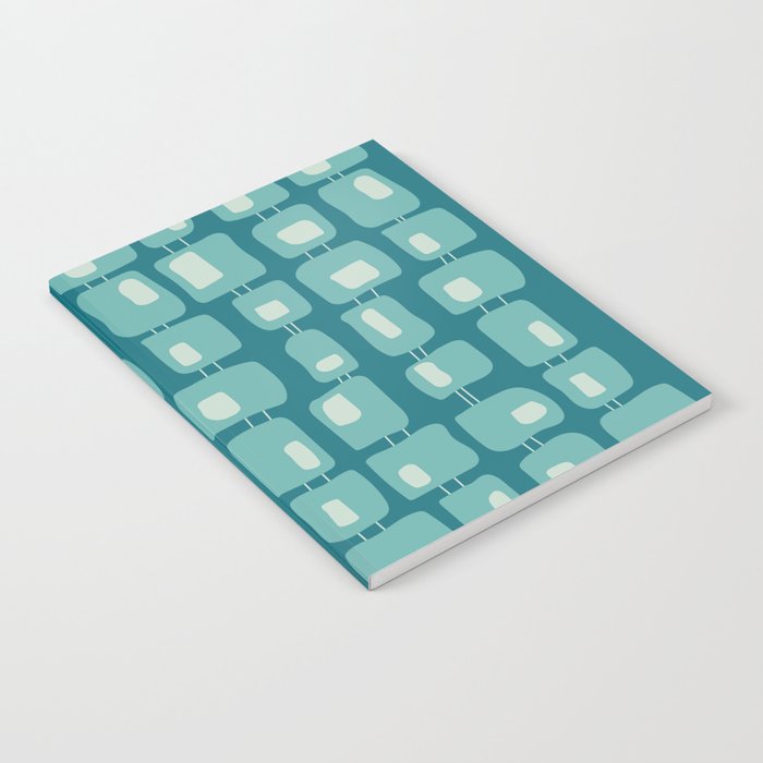 Funky Squares Retro Pattern Teal and Aqua Notebook Gallery Image 2