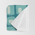 Funky Squares Retro Pattern Teal and Aqua Throw Blanket Gallery Image 3