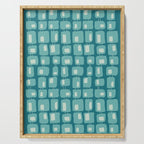 Funky Squares Retro Pattern Teal and Aqua Serving Tray Gallery Image 1
