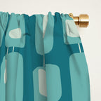 Funky Squares Retro Pattern Teal and Aqua Window Curtain Gallery Image 2