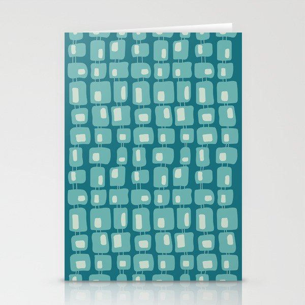Funky Squares Retro Pattern Teal and Aqua Stationery Card Gallery Image 1