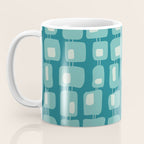 Funky Squares Retro Pattern Teal and Aqua Coffee Mug Gallery Image 3