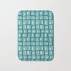 Funky Squares Retro Pattern Teal and Aqua Bath Mat Gallery Image 1