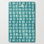 Funky Squares Retro Pattern Teal and Aqua Cutting Board Gallery Image 1