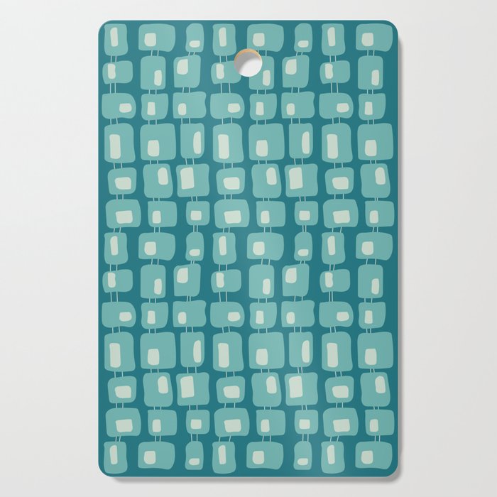 Funky Squares Retro Pattern Teal and Aqua Cutting Board Gallery Image 1
