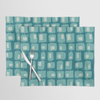 Funky Squares Retro Pattern Teal and Aqua Placemat Gallery Image 1