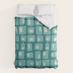 Funky Squares Retro Pattern Teal and Aqua Duvet Cover Gallery Image 6