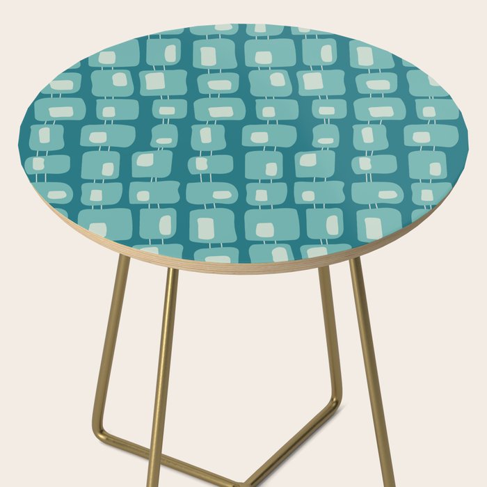 Funky Squares Retro Pattern Teal and Aqua Side Table Gallery Image 2