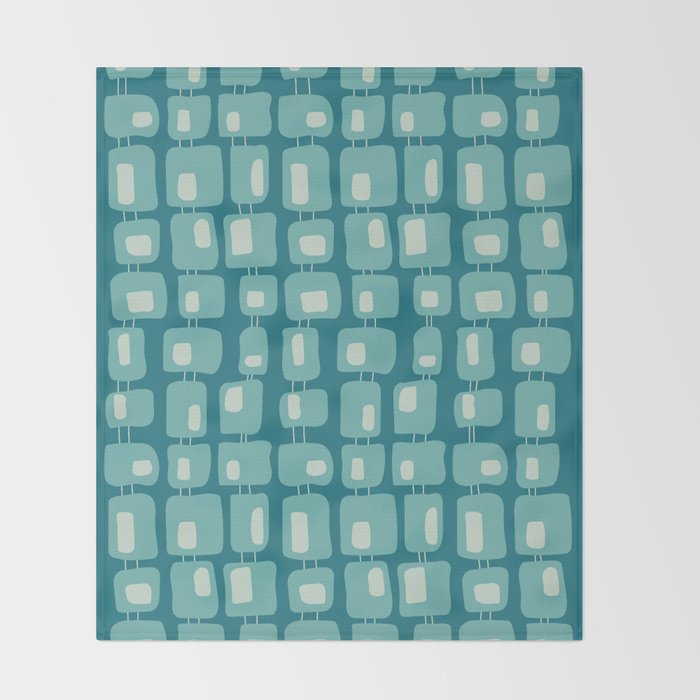 Funky Squares Retro Pattern Teal and Aqua Throw Blanket Gallery Image 2
