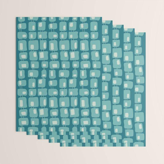 Funky Squares Retro Pattern Teal and Aqua Wrapping Paper Gallery Image 3