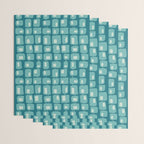 Funky Squares Retro Pattern Teal and Aqua Wrapping Paper Gallery Image 3