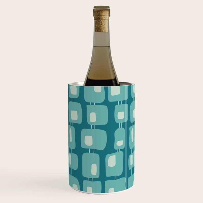 Funky Squares Retro Pattern Teal and Aqua Wine Chiller Gallery Image 2