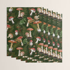Vintage Dark Night Green Mushroom Forest Wrapping Paper Gallery Image 3