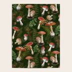 Vintage Dark Night Green Mushroom Forest Poster Gallery Image 4