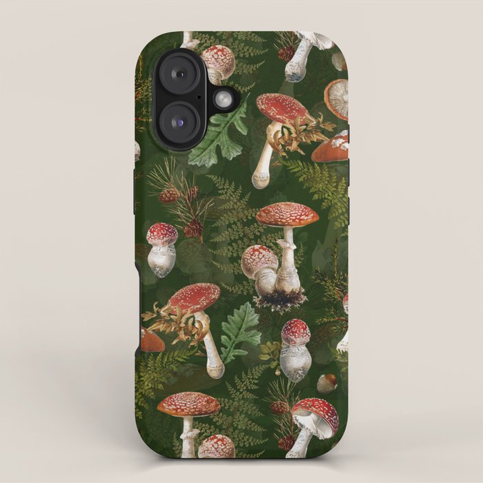 Vintage Dark Night Green Mushroom Forest Iphone Case