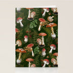 Vintage Dark Night Green Mushroom Forest Stationery Card Gallery Image 2