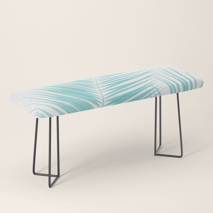 Soft Turquoise Palm Leaves Dream - Cali Summer Vibes #1 #tropical #decor #art #society6 Bench Gallery Image 1