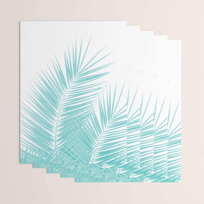 Soft Turquoise Palm Leaves Dream - Cali Summer Vibes #1 #tropical #decor #art #society6 Wrapping Paper Gallery Image 3